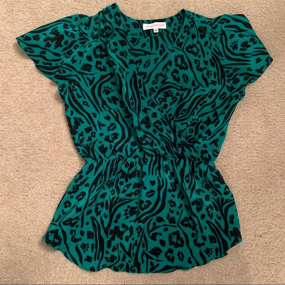 Amanda Uprichard Emerald Green Pattern Silk Top - Picture 1 of 5